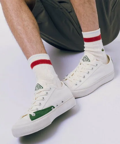 LACOSTE ケーブルニットラインドソックス(25cm-27cm)