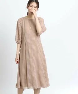Reflect 【SALE/着痩せ効果有!/人気急上昇♪マシンウォッシュ可能】ストライプマリンモチーフワンピース