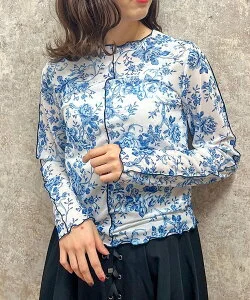 axes femme フラワー柄シアートップス