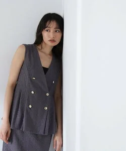 NATURAL BEAUTY BASIC メッシュレースジレ