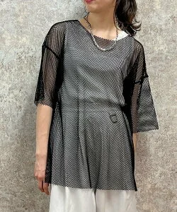 axes femme メッシュトップス