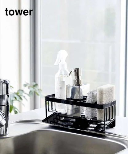 JOURNAL STANDARD FURNITURE 山崎実業【TOWER/タワー】水が流れるスポンジ&ボトルホルダー ジャーナルスタンダードファニチャー 食器・調理器具・キッチン用品 食器・皿 ブラック