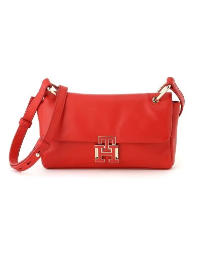 TOMMY HILFIGER プッシュロックレザーフラップショルダーバッグ