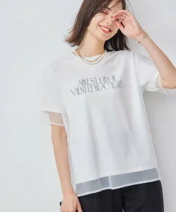 組曲 S 【WEB限定】チュールレイヤードロゴTシャツ クミキョク トップス カットソー・Tシャツ ホワイト ブラック【送料無料】