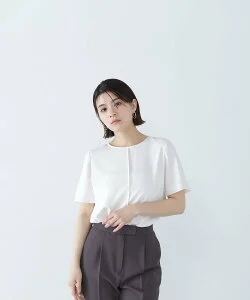 NATURAL BEAUTY BASIC シフォン切替Tブラウス