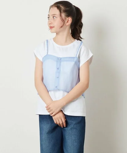 a.v.v [140-150]シアーキャミドッキングTシャツ