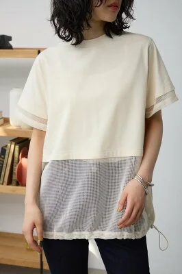 AZUL BY MOUSSY メッシュコンビドロストトップス