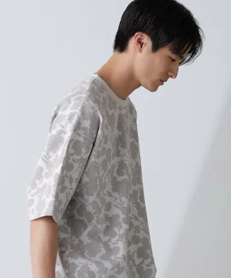 NANO universe 総柄ダンボールワイドTシャツ 半袖