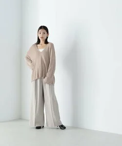 NATURAL BEAUTY BASIC ハイウエストタックワイドパンツ