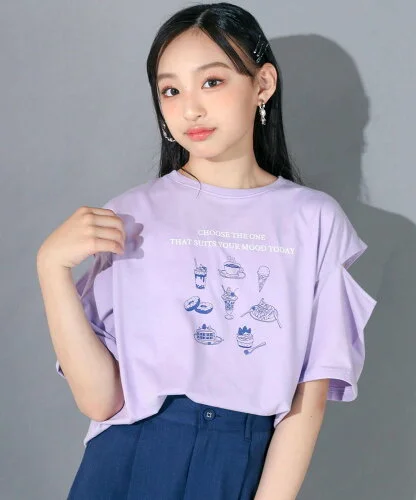 ZIDDY 【 ニコ☆プチ 掲載 】【UVカット】肩あきスイーツイラストTシャツ(130~160cm)