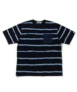 A BATHING APE INDIGO DISCHARGE PRINT RELAXED FIT TEE ア ベイシング エイプ トップス カットソー・Tシャツ ブルー【送料無料】