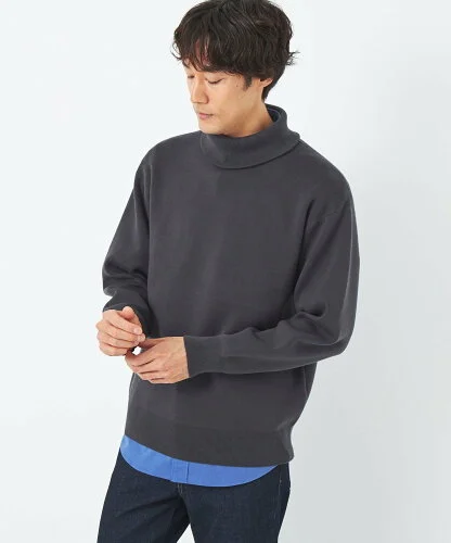 UNITED ARROWS green label relaxing クリアコットン スウェットライク ハイネック ニット