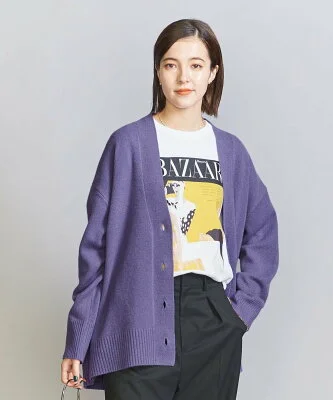 UNITED ARROWS ウールカシミヤ オーバーVネックカーディガン