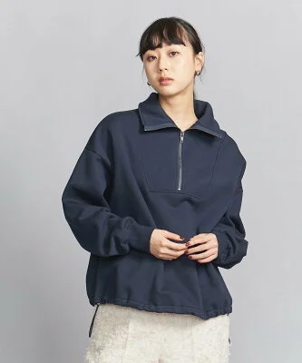 UNITED ARROWS コットン裏起毛 ハーフジップ スウェット プルオーバー