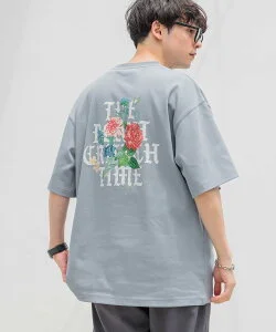 【SALE／30%OFF】RAGEBLUE スムースフラワーフォトプリント/オーバーサイズTシャツ レイジブルー トップス カットソー・Tシャツ ブルー ホワイト ブラック