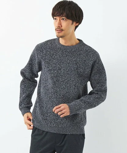 UNITED ARROWS green label relaxing JUSTFIT 畦 カラー ミックス クルーネック ニット