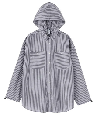 X-girl STRIPED HOODED SHIRT