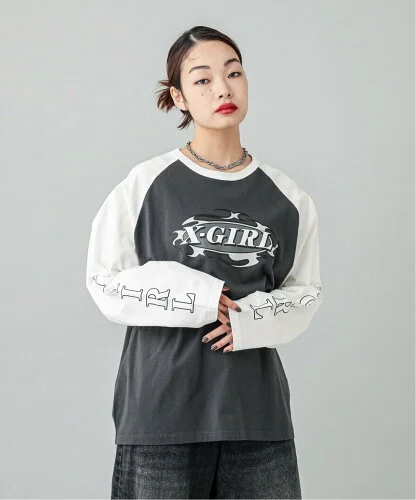 X-girl CURVED OVAL LOGO B/B BIG TEE