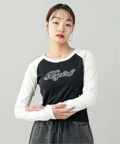 X-girl RHINESTONE SCRIPT LOGO L/S RAGLAN BABY T