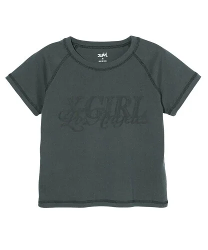 X-girl CHROME EFFECT LOGO RAGLAN S/S BABY TEE