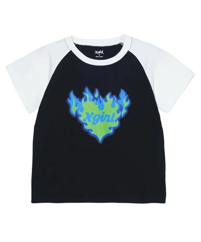 X-girl BURNING HEART RAGLAN S/S BABY TEE