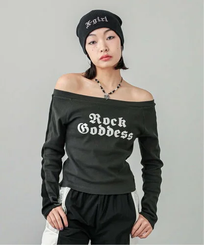 X-girl OFF THE SHOULDER L/S TOP