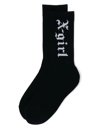 X-girl OLD ENGLISH LOGO RIB SOCKS