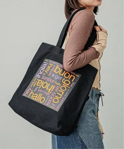 X-girl BONJOUR LOGO CANVAS TOTE BAG