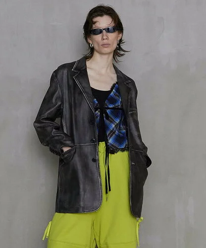MAISON SPECIAL Leather Tailored Jacket
