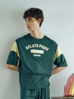 gelato pique 【HOMME】レーヨンカレッジロゴTシャツ