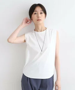 INDIVI 【洗える】タックデザインノースリーブTシャツ