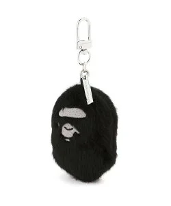 A BATHING APE APE HEAD FAUX FUR KEYCHAIN