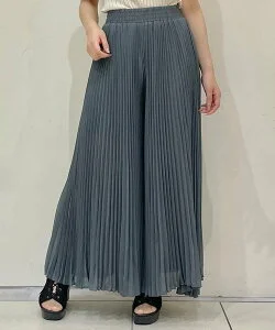 axes femme シフォンプリーツフレアパンツ