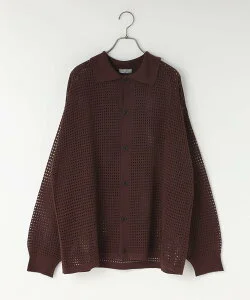 LOWRYS FARM メッシュニットシャツカーデLS