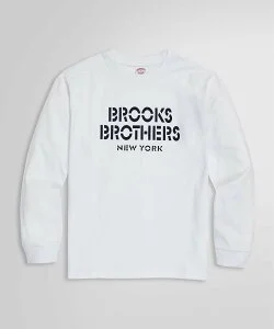 Brooks Brothers USAコットンジャージー ヘビーウェイト ステンシルロゴ ロングスリーブTシャツ