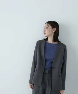 NATURAL BEAUTY BASIC シャークスキン SETUP ノーカラージャケット 24AW