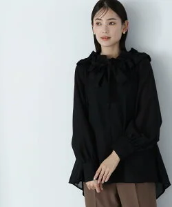 NATURAL BEAUTY BASIC ダブルフリルボウブラウス 24AW