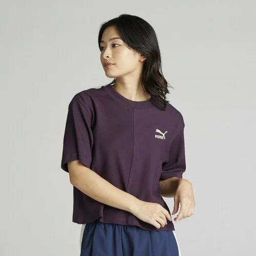 PUMA ウィメンズ CLASSICS リブ リラックス 半袖 Tシャツ