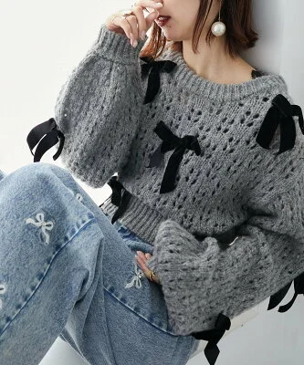 MAJESTIC LEGON ロマンティックリボンニット