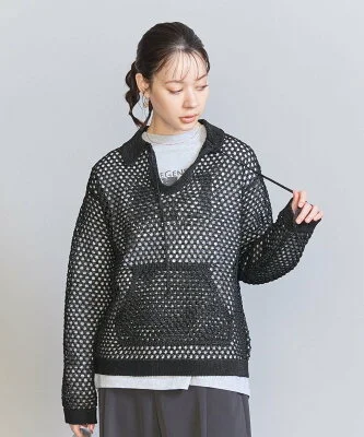 UNITED ARROWS ポリエステルメッシュ ニットプルオーバー