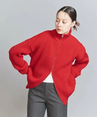 ＜OLDDERBY KNITWEAR＞リブニット ジップ カーディガン