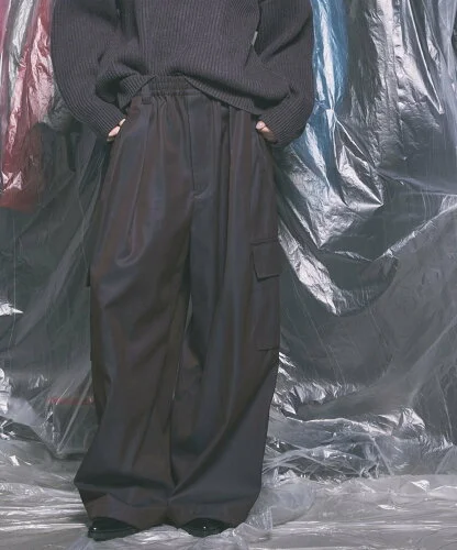 MAISON SPECIAL 120/2/2 Suvin Cotton Gabardine Prime-Wide Cargo Pants