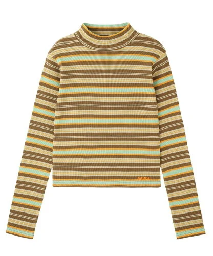 X-girl STRIPED HIGH NECK TOP