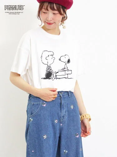 Samansa Mos2 【PEANUTS*Samansa Mos2】プリントTシャツ