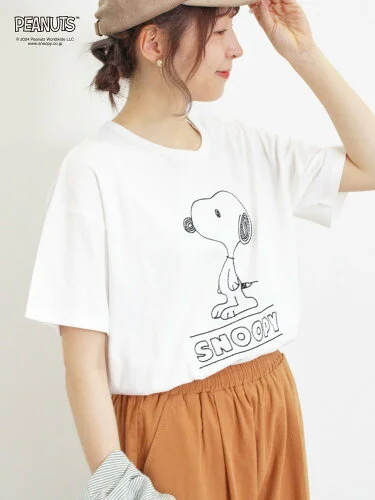 Samansa Mos2 【PEANUTS*Samansa Mos2】刺繍Tシャツ