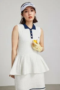 rienda 【RIENDA GOLF】シャイニーツイードペプラムニットTOP