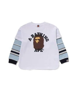 A BATHING APE COLLEGE LAYERED SLEEVES RELAXED FIT LS TEE