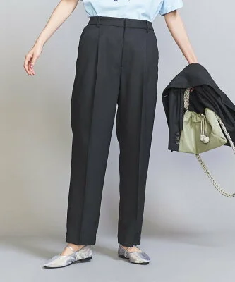 UNITED ARROWS リネンライク タックテーパード パンツ