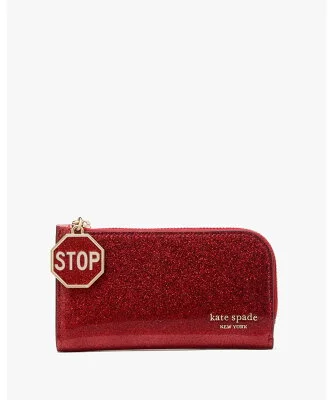 kate spade new york ディツアー グリッター パテント レザー スモール スリム バイフォールド ウォレット