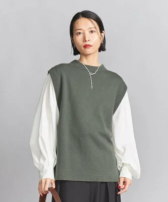 BEAUTY&YOUTH UNITED ARROWS コットンカシミヤミラノリブ ニットベスト -ウォッシャブル-